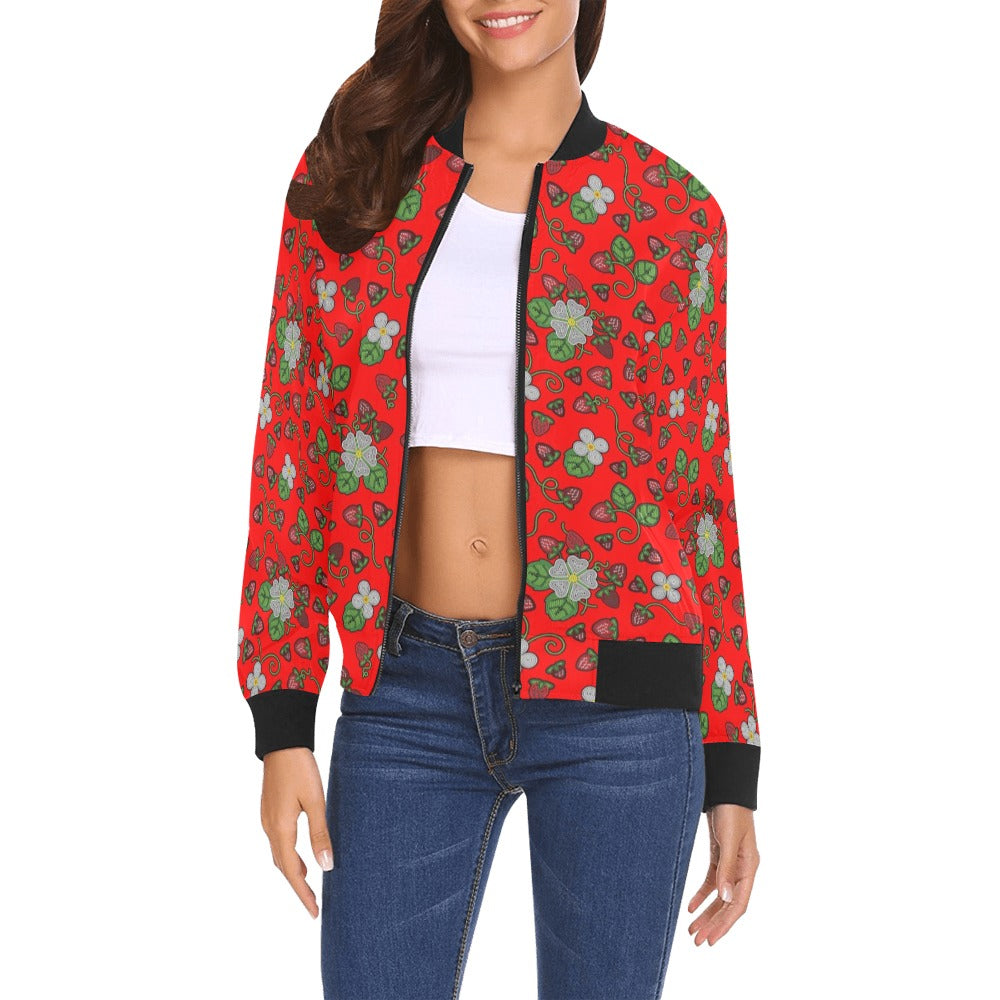 Strawberry Dreams Fire Bomber Jacket for Women
