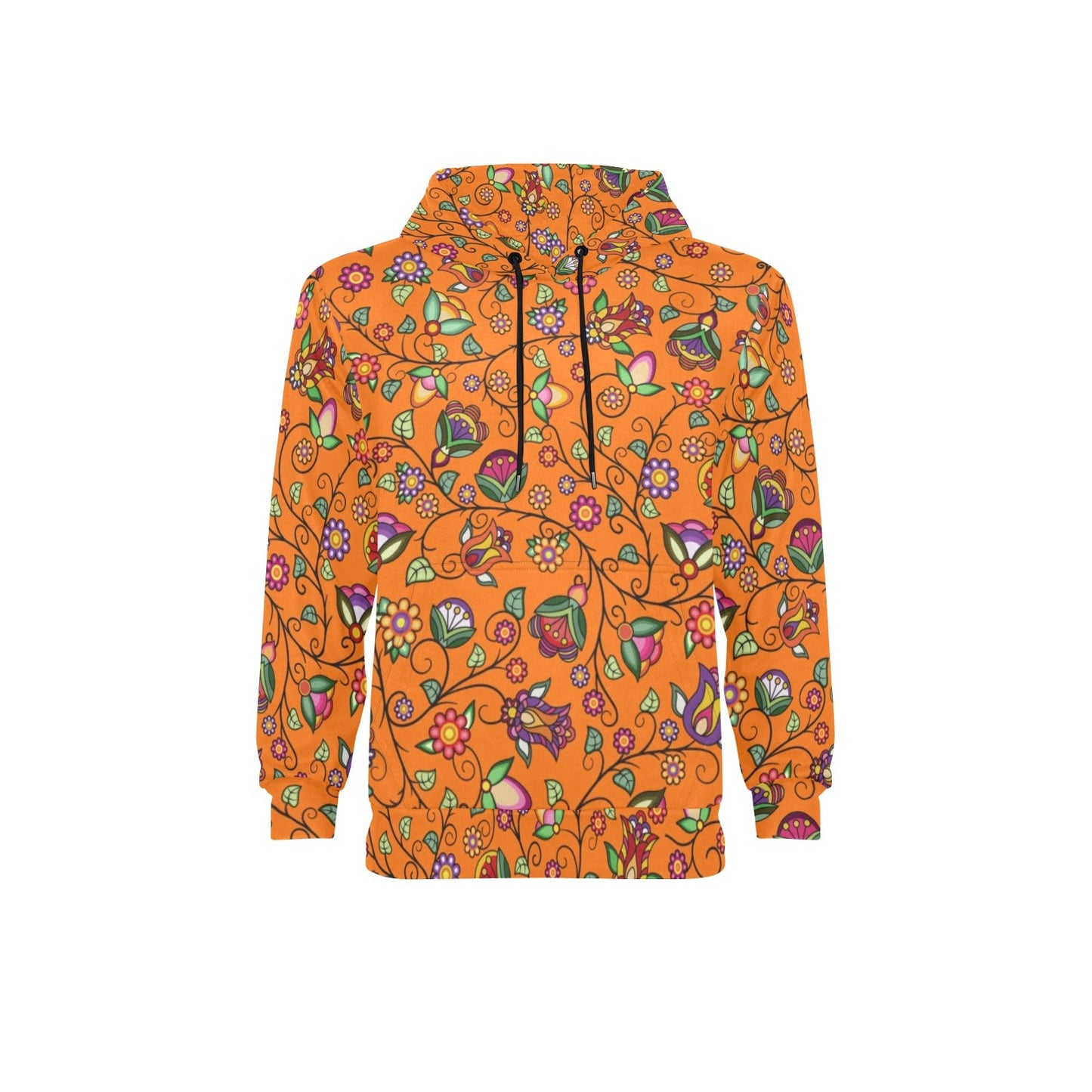 Heartbeat Petals Orange Men's Long Sleeve Fleece Hoodie