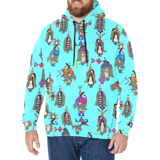 Women's Tradish Dancers Turquoise Men's Long Sleeve Fleece Hoodie