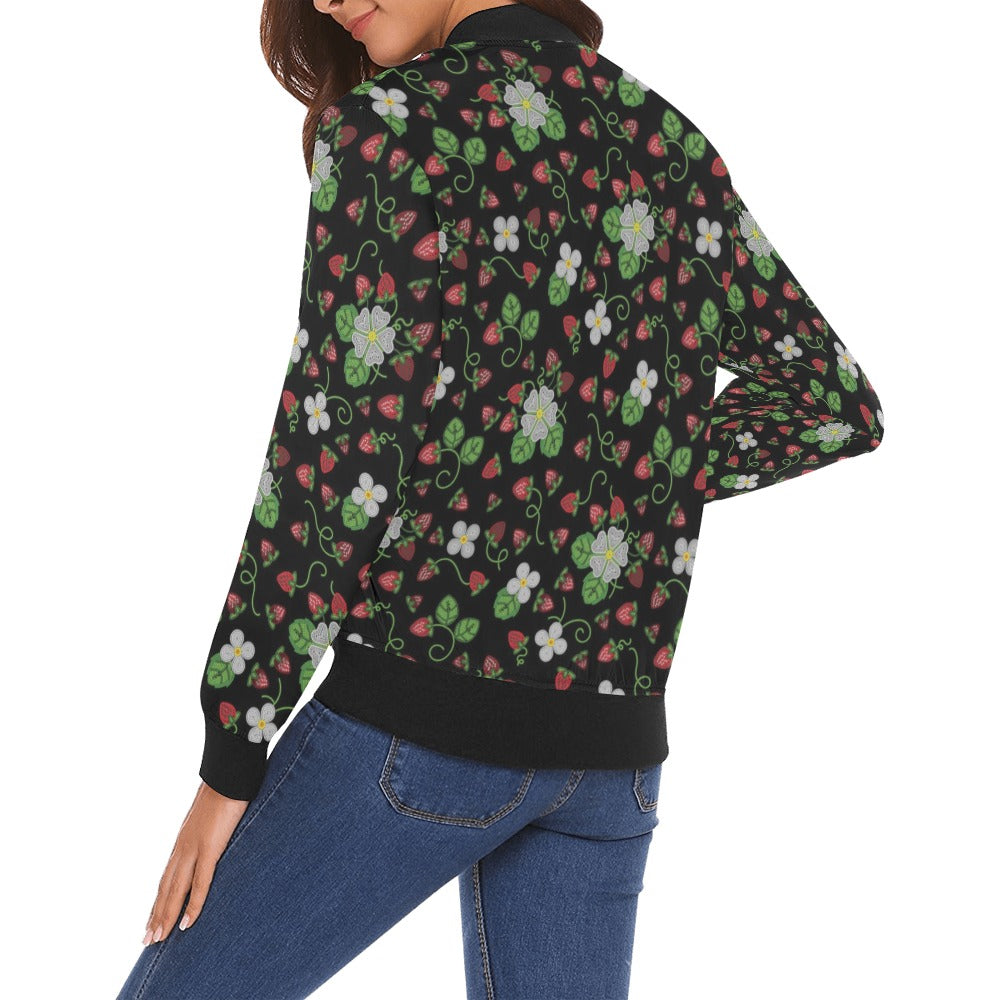 Strawberry Dreams Midnight Bomber Jacket for Women