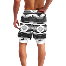 Load image into Gallery viewer, Okotoks Black and White Men&#39;s Sports Shorts with Compression Liner
