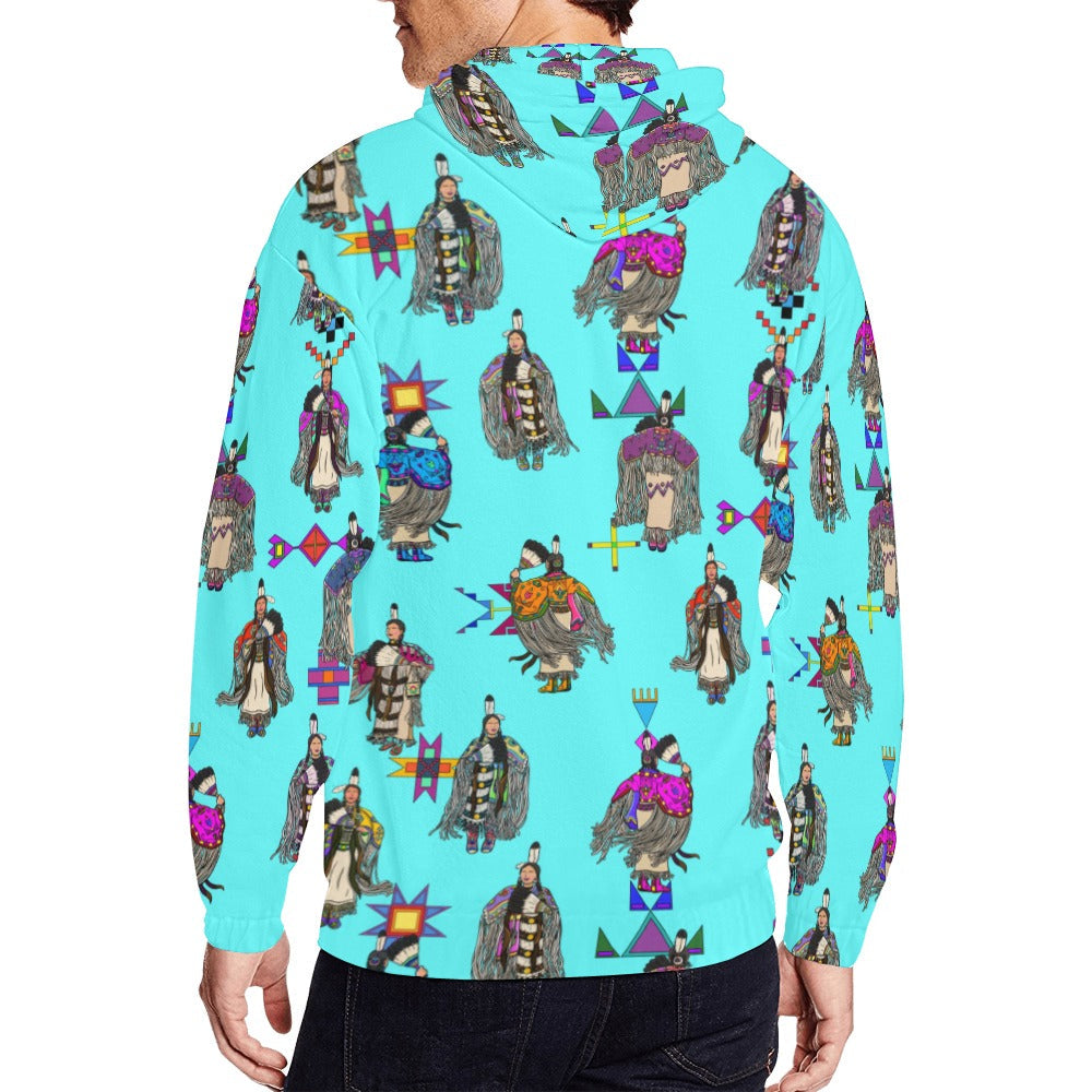 Women's Tradish Dancers Turquoise Men's Zipper Hoodie
