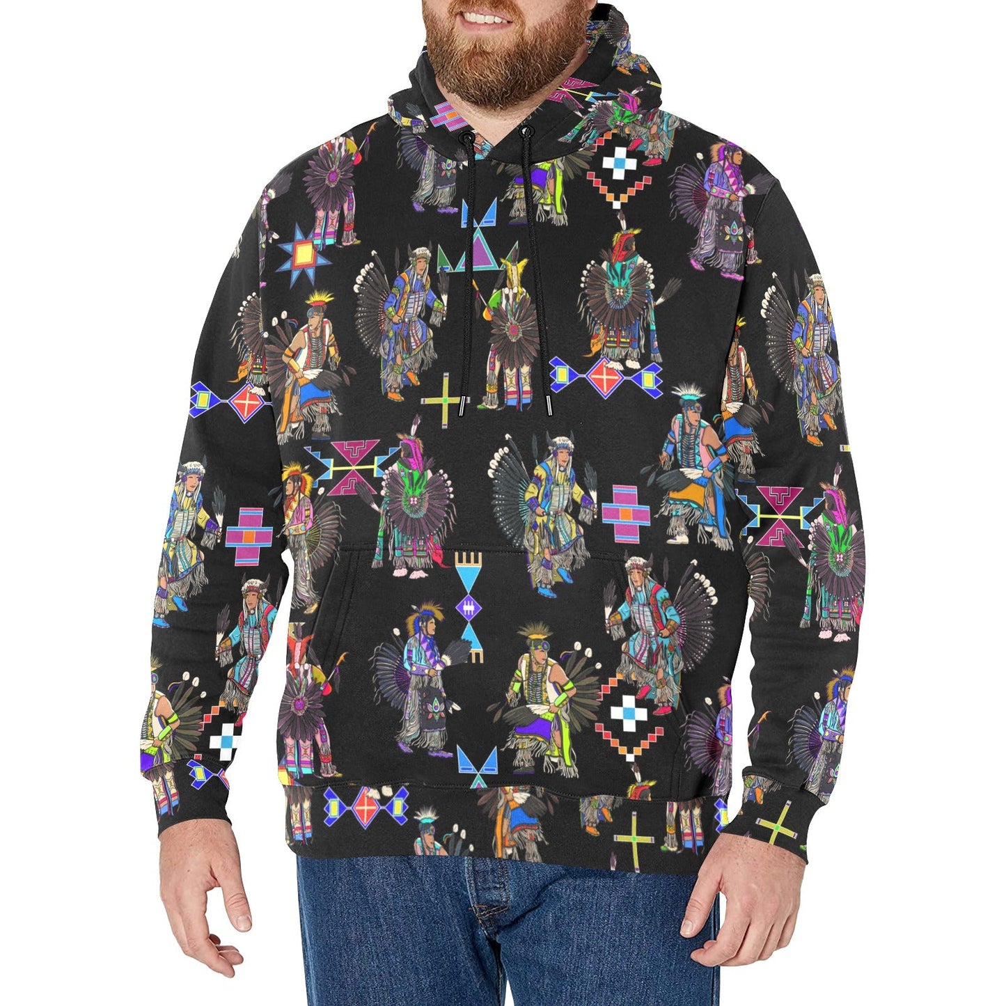 Men's Tradish Dancers Black Men's Long Sleeve Fleece Hoodie