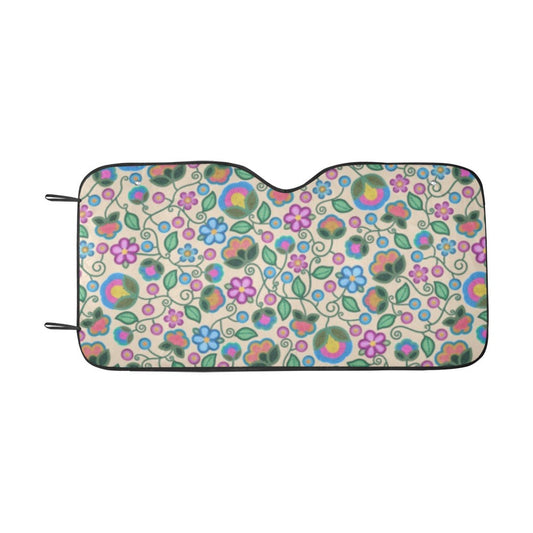 Turquoise Sunbeam Cream Car Sun Shade 55"x30"