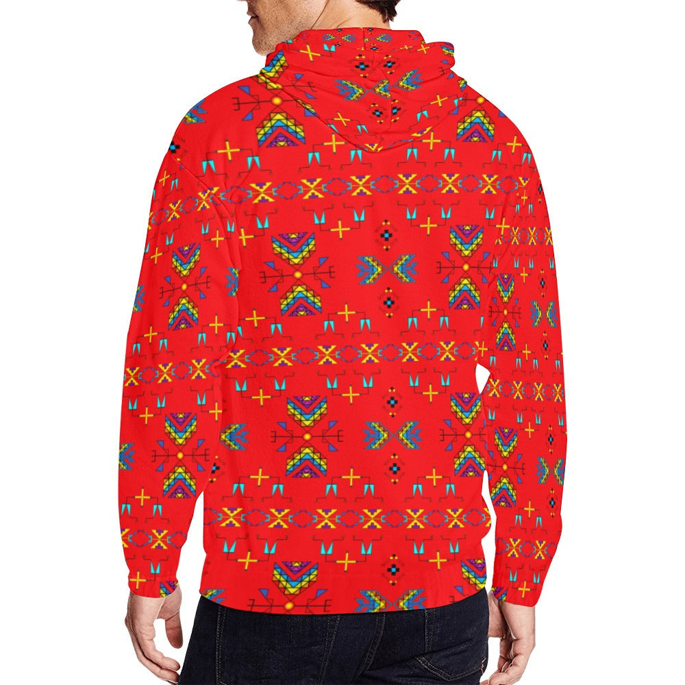 Rainy Chief Rainbow Red Men's Zipper Hoodie