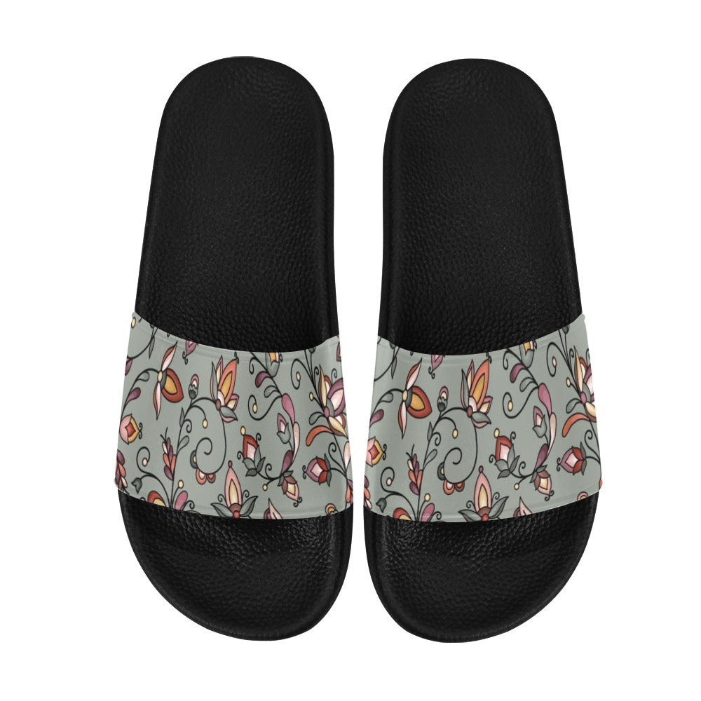 Burnt Sky Petals Green Slide Sandals