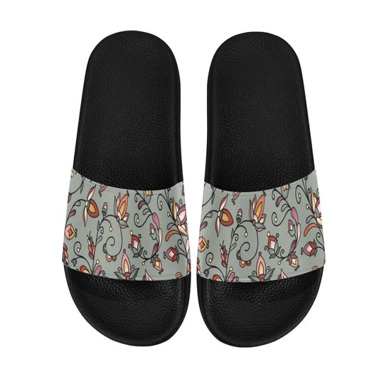 Burnt Sky Petals Green Slide Sandals