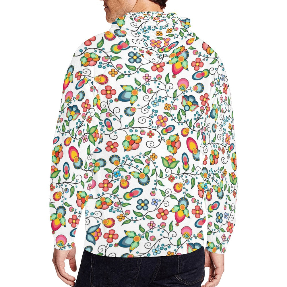 Floral Bounty White Men's Zipper Hoodie