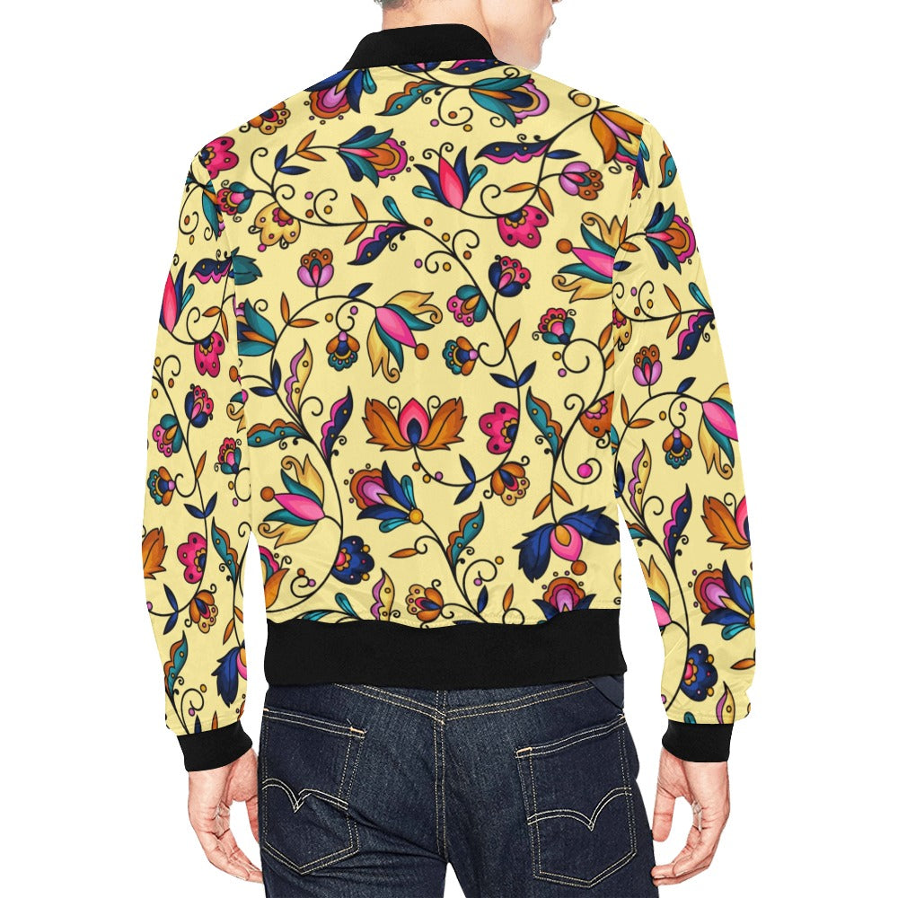 Copper Prairie Petals Yellow Bomber Jacket for Men
