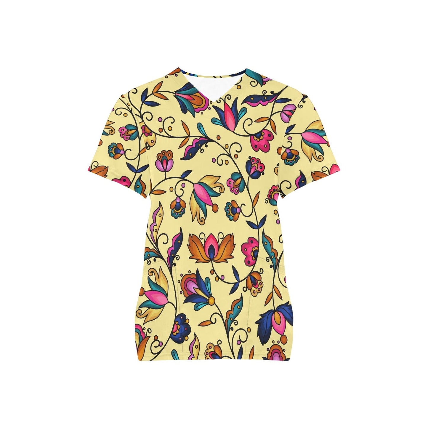 Copper Prairie Petals Yellow Scrub Top