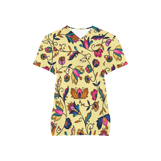 Copper Prairie Petals Yellow Scrub Top