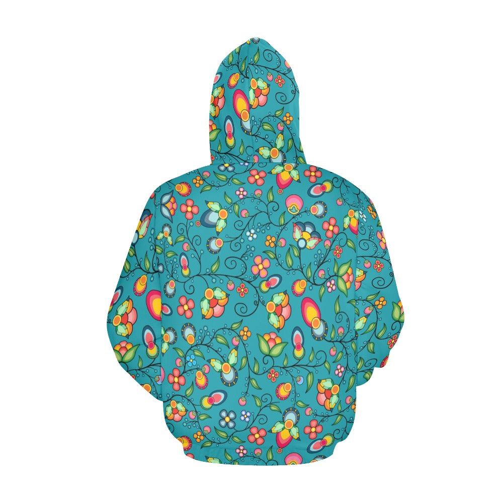 Floral Bounty Teal Hoodie for Men