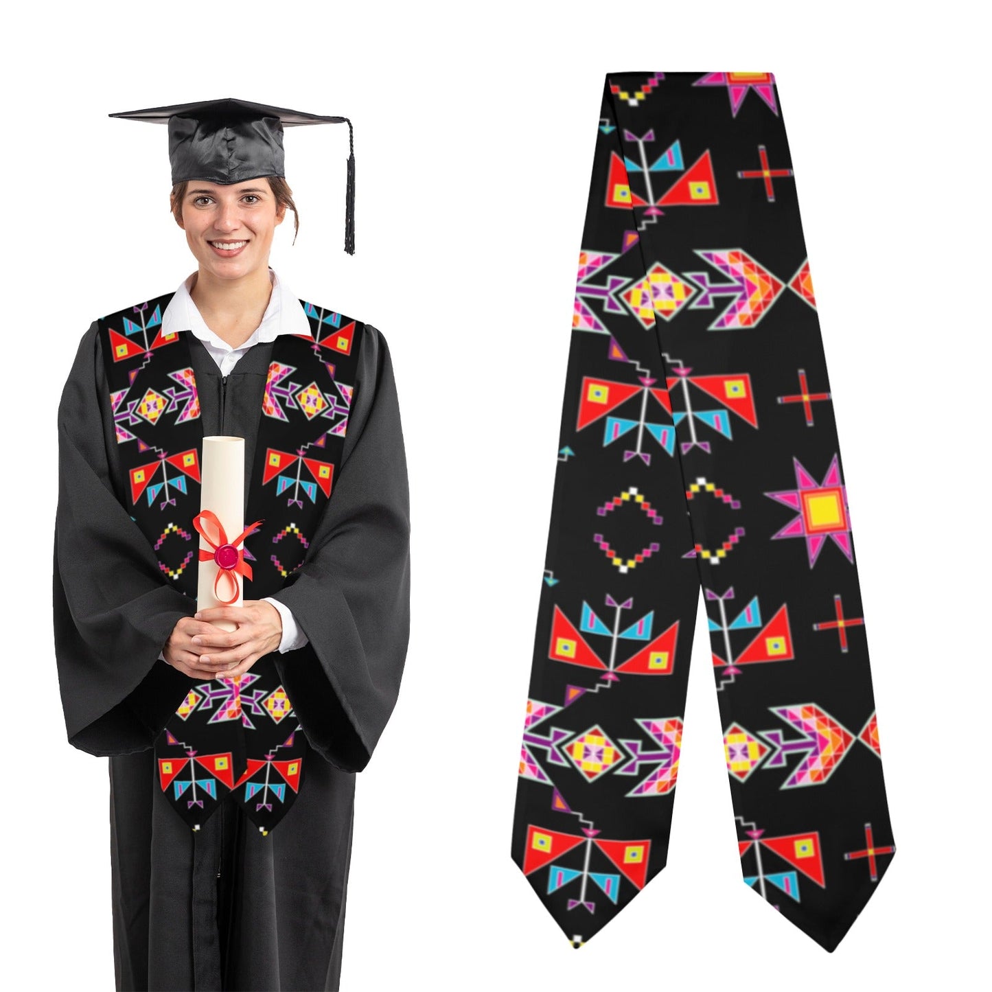 Scattered Generations Black Graduation Stole