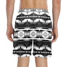 Load image into Gallery viewer, Okotoks Black and White Men&#39;s Mid-Length Beach Shorts
