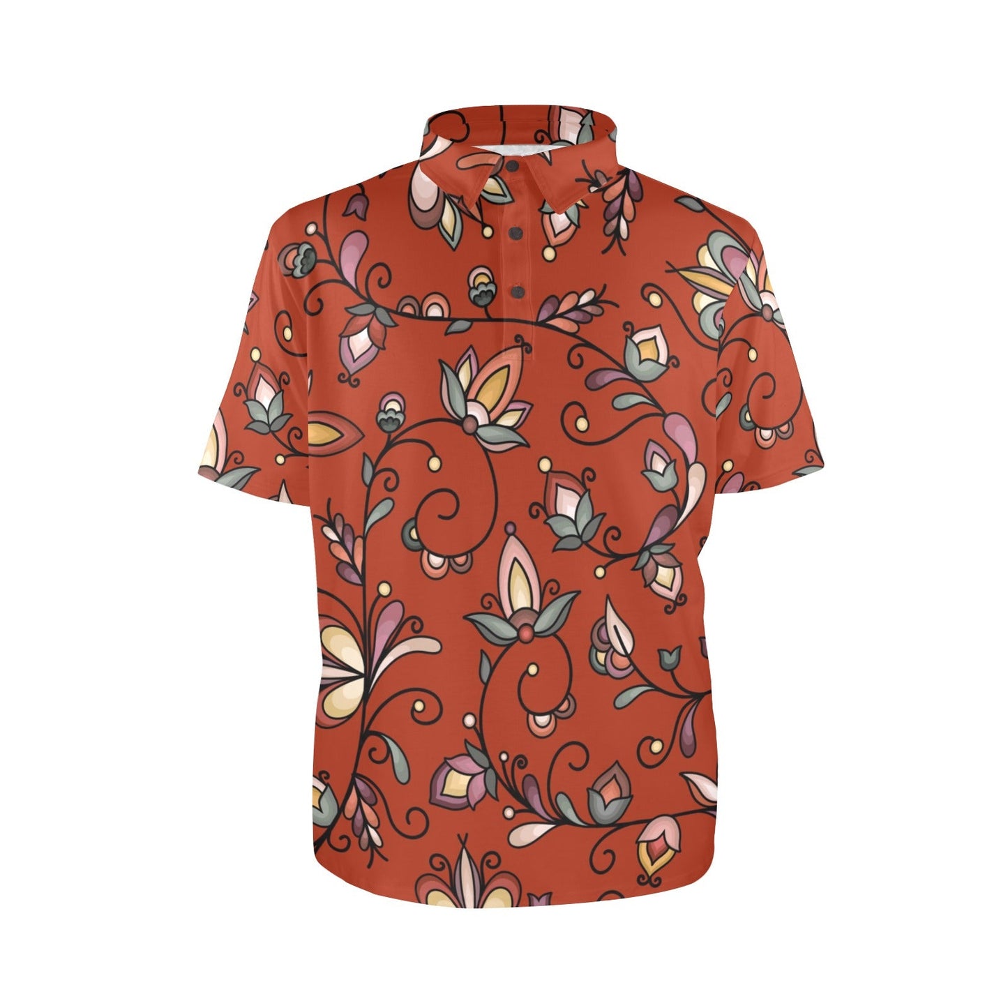 Burnt Sky Petals Red Polo Shirt