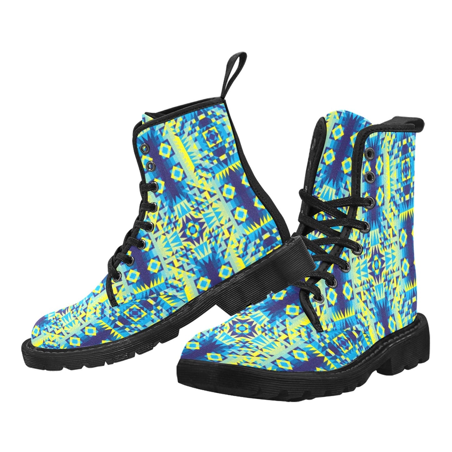 Kaleidoscope Jaune Bleu Boots for Men