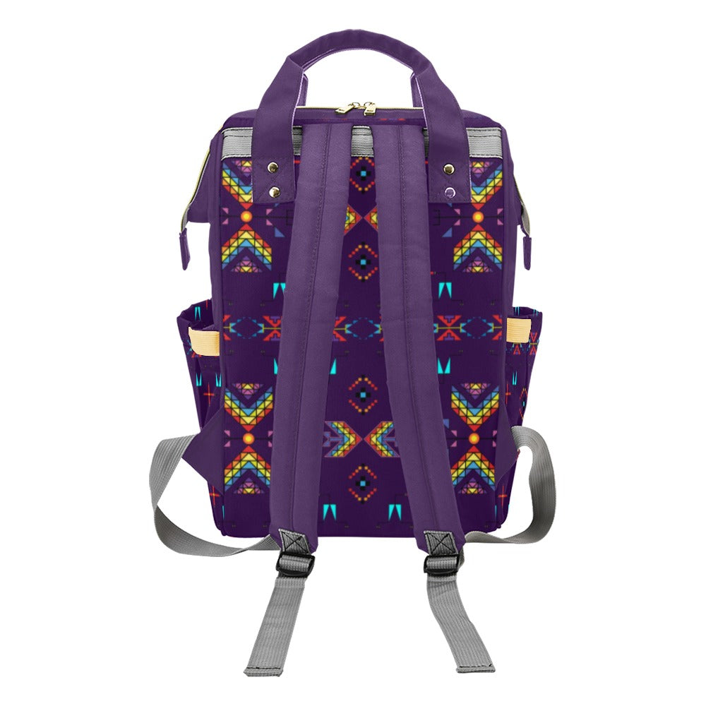 Rainy Chief Rainbow Dark Purple Multi-Function Diaper Backpack