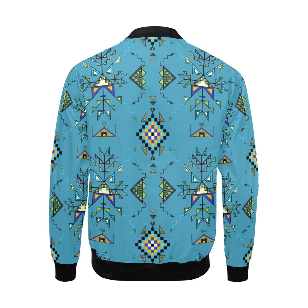Bear Shield Blue Bomber Jacket for Men