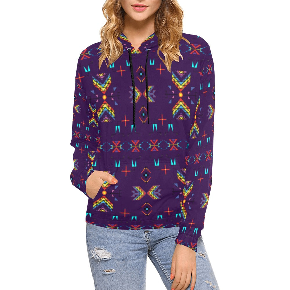 Rainy Chief Rainbow Dark Purple Hoodie for Women