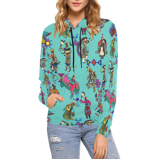 Grand Entry Dancers Eggshell Blue Hoodie for Women