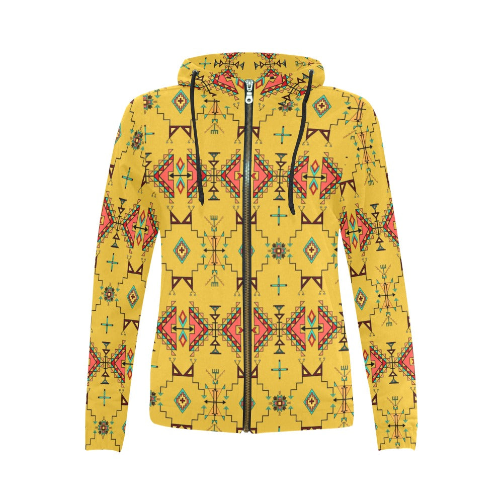 Thunder Flight Yellow Full Zip Hoodie for Women