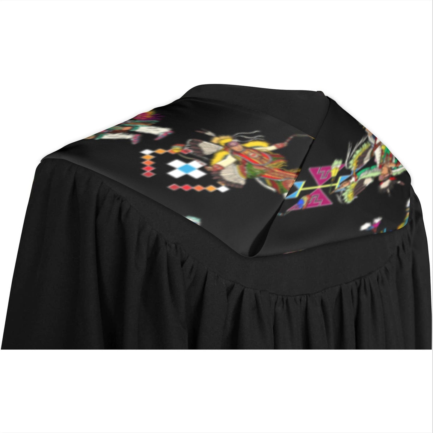 Men's Fancy Dancer Black Graduation Stole