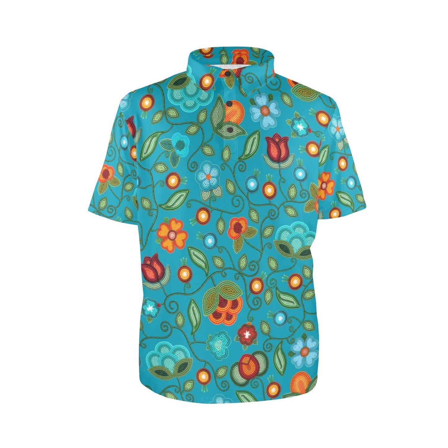 Prairie Fire Petals Ocean Polo Shirt