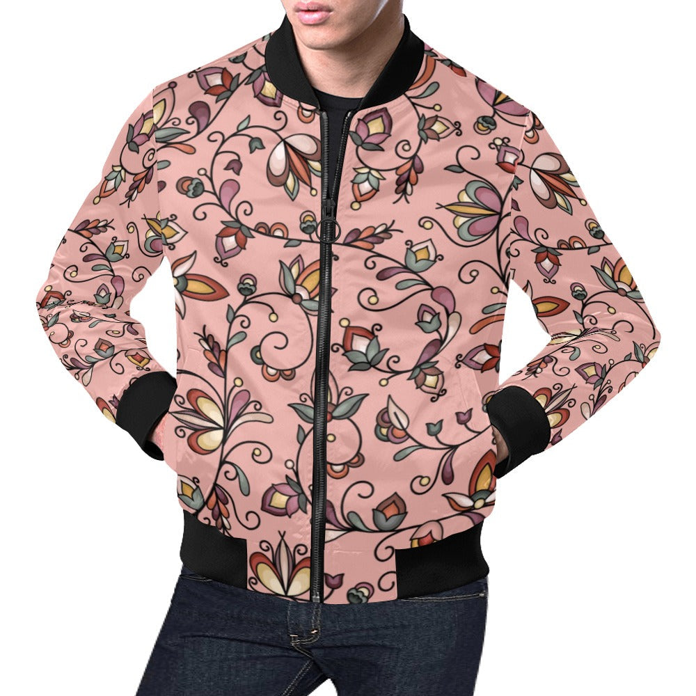Burnt Sky Petals Peach Bomber Jacket for Men