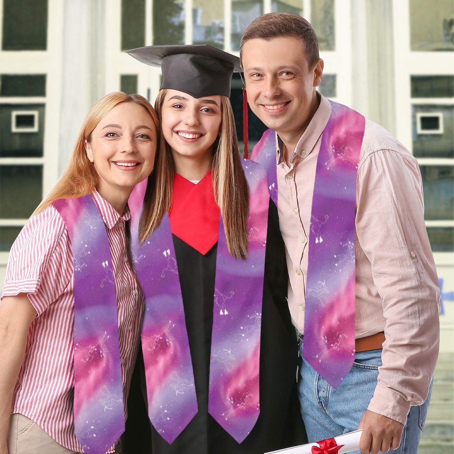 Animal Ancestors 7 Aurora Gases Pink and Purple Graduation Stole