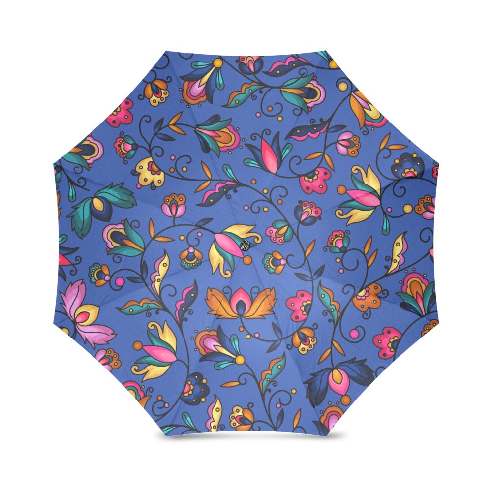 Copper Prairie Petals Blue Foldable Umbrella