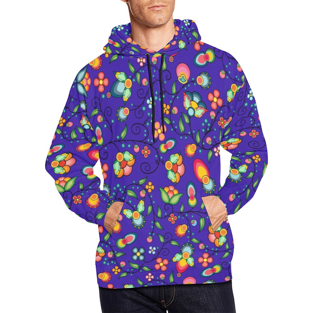 Floral Bounty Blue Hoodie for Men