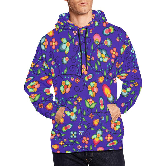 Floral Bounty Blue Hoodie for Men