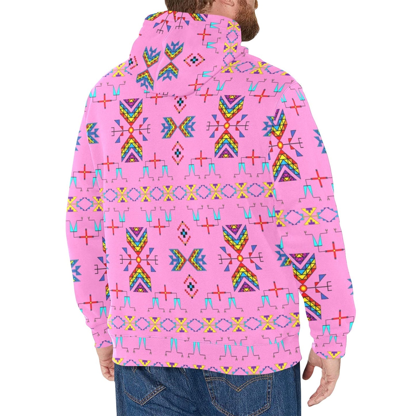 Rainy Chief Rainbow Blush Men's Long Sleeve Fleece Hoodie