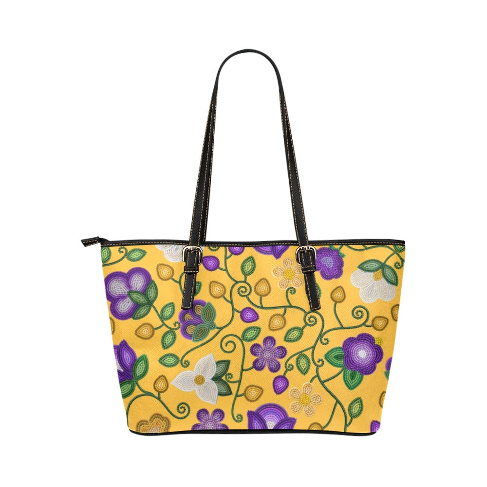 Midnight Moss Bloom Yellow Leather Tote