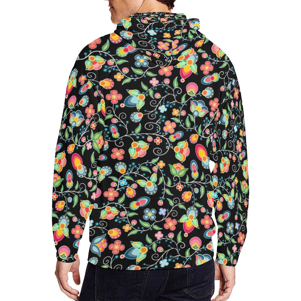 Floral Bounty Black Men's Zipper Hoodie
