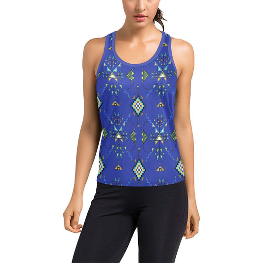 Bear Shield Dark Blue Women's Racerback Tank Top