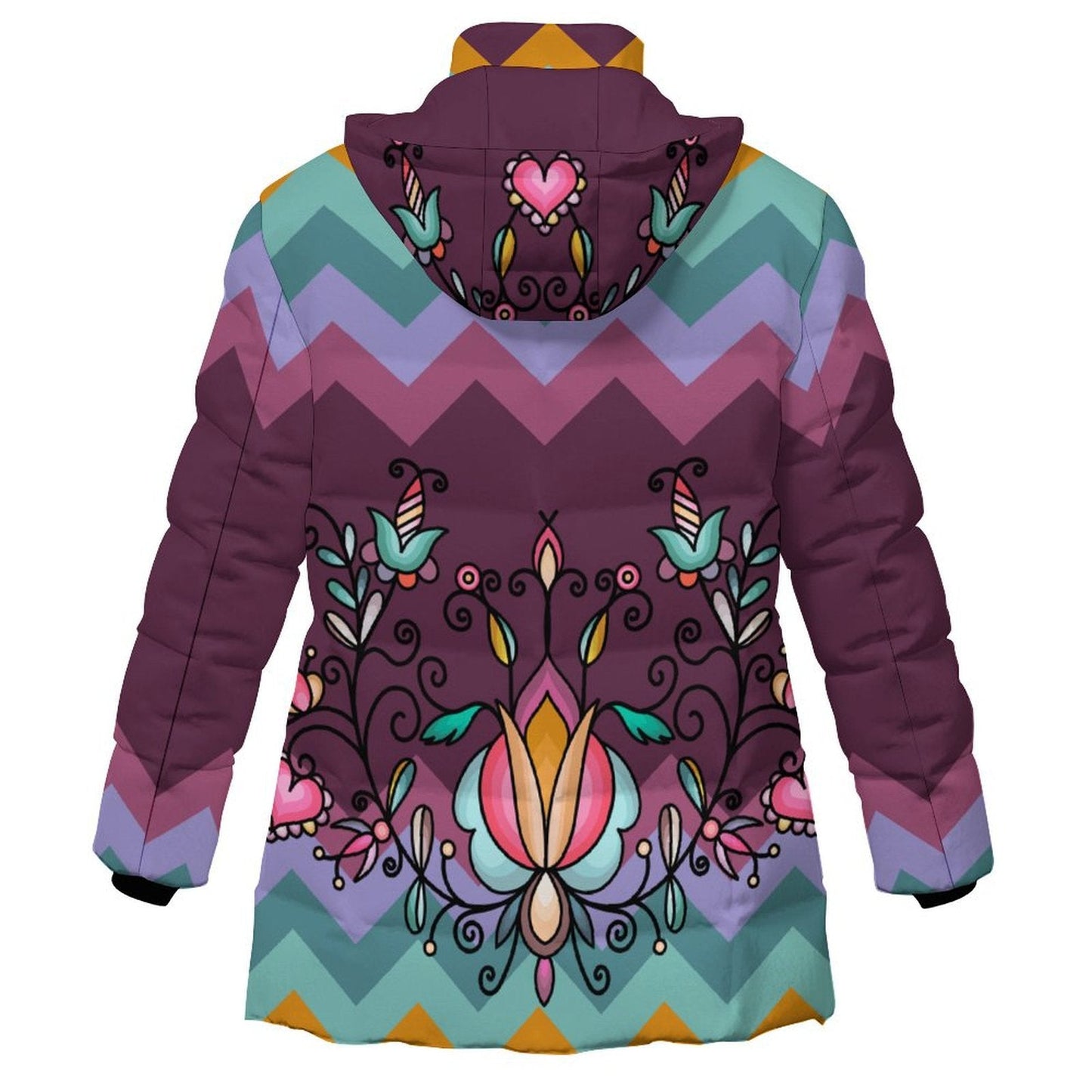 Harvest Hearth Floral Women's Hooded Puffer Coat