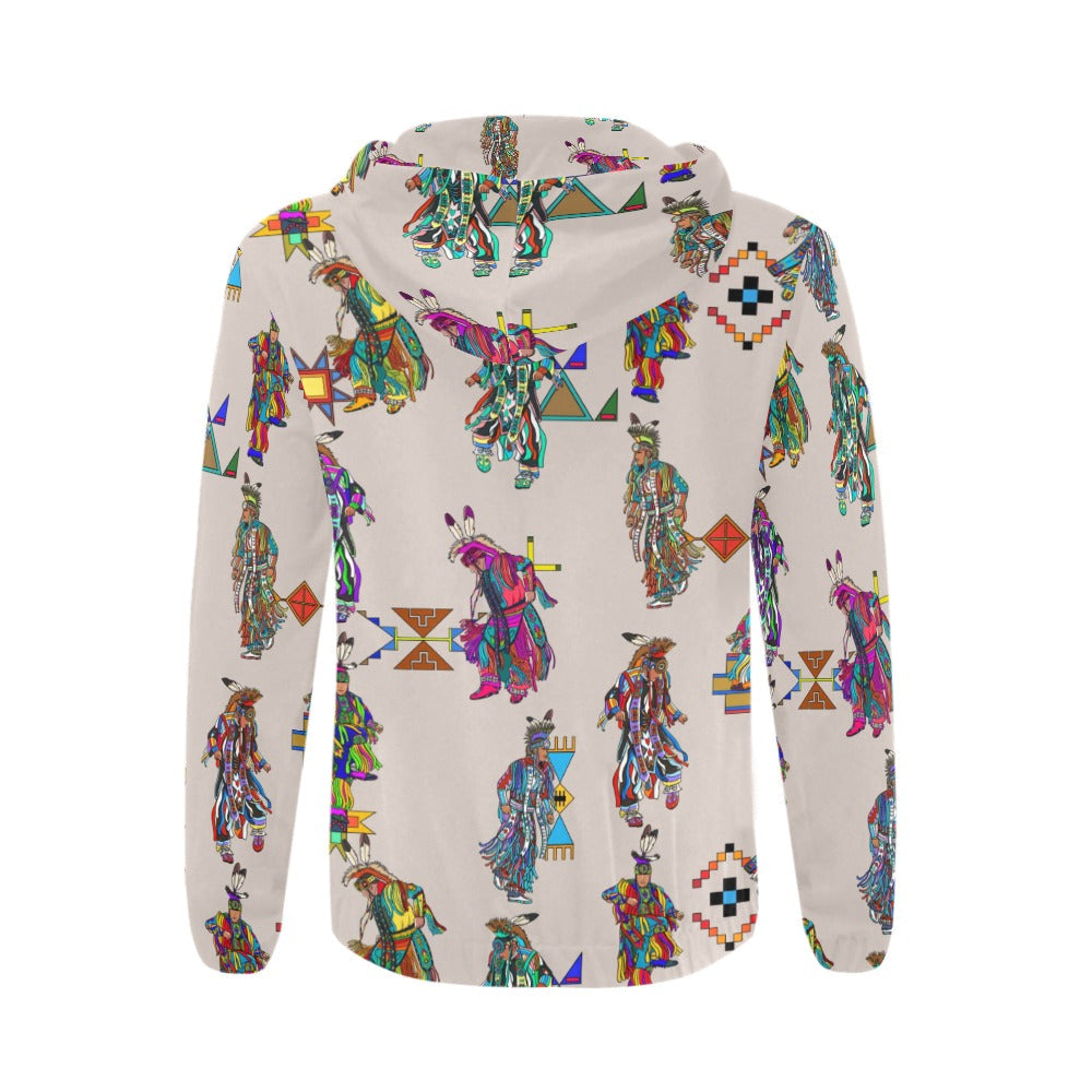 Men's Grass Dancers Muslin Men's Zipper Hoodie