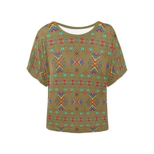 Rainy Chief Rainbow Sage Grass Women's Batwing-Sleeved Blouse T shirt