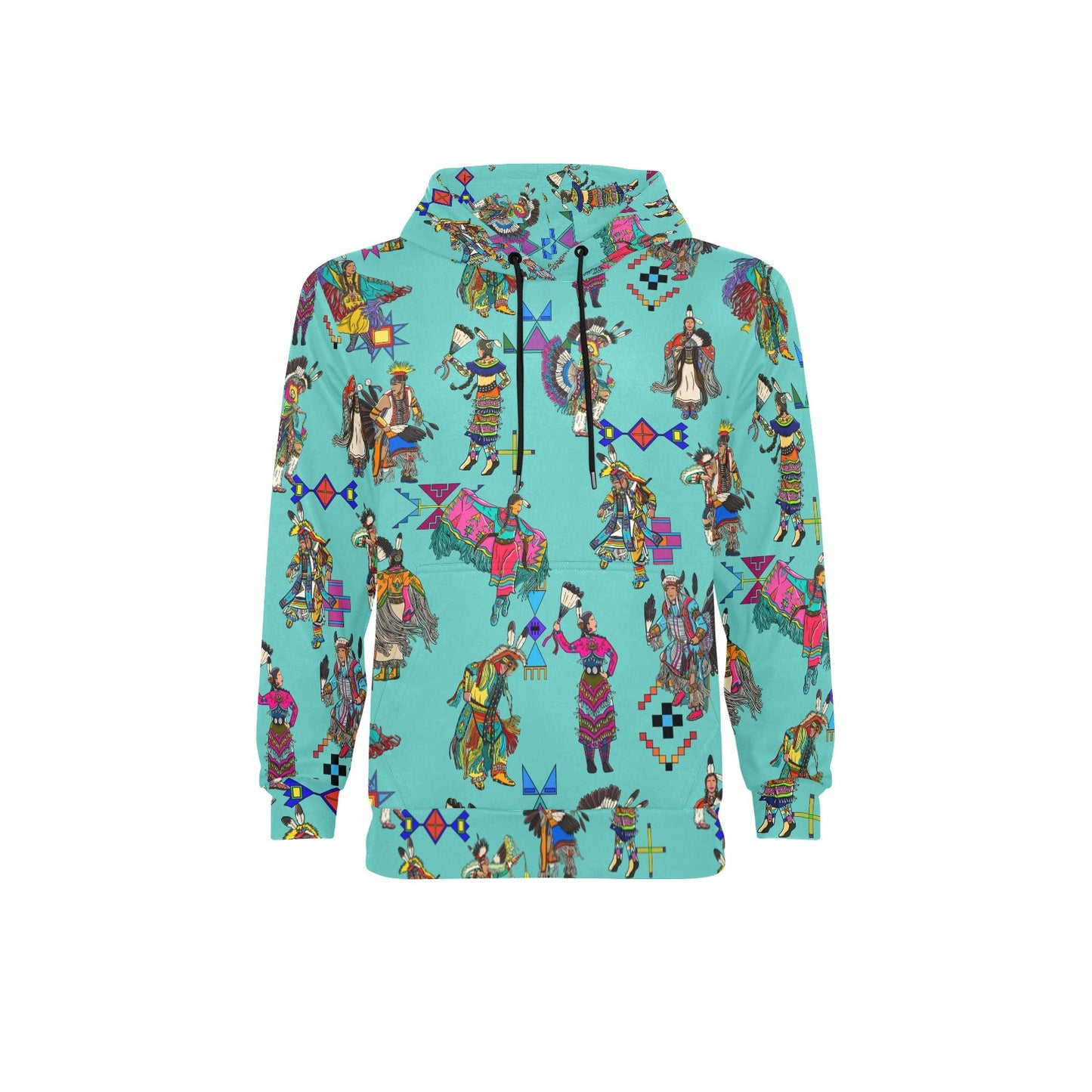 Grand Entry Dancers Eggshell Blue Men's Long Sleeve Fleece Hoodie