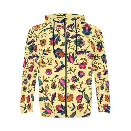 Copper Prairie Petals Yellow Zip Hoodie