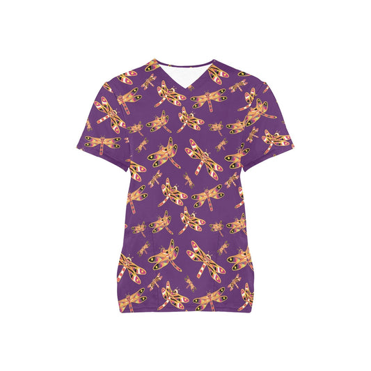 Gathering Yellow Purple Scrub Top