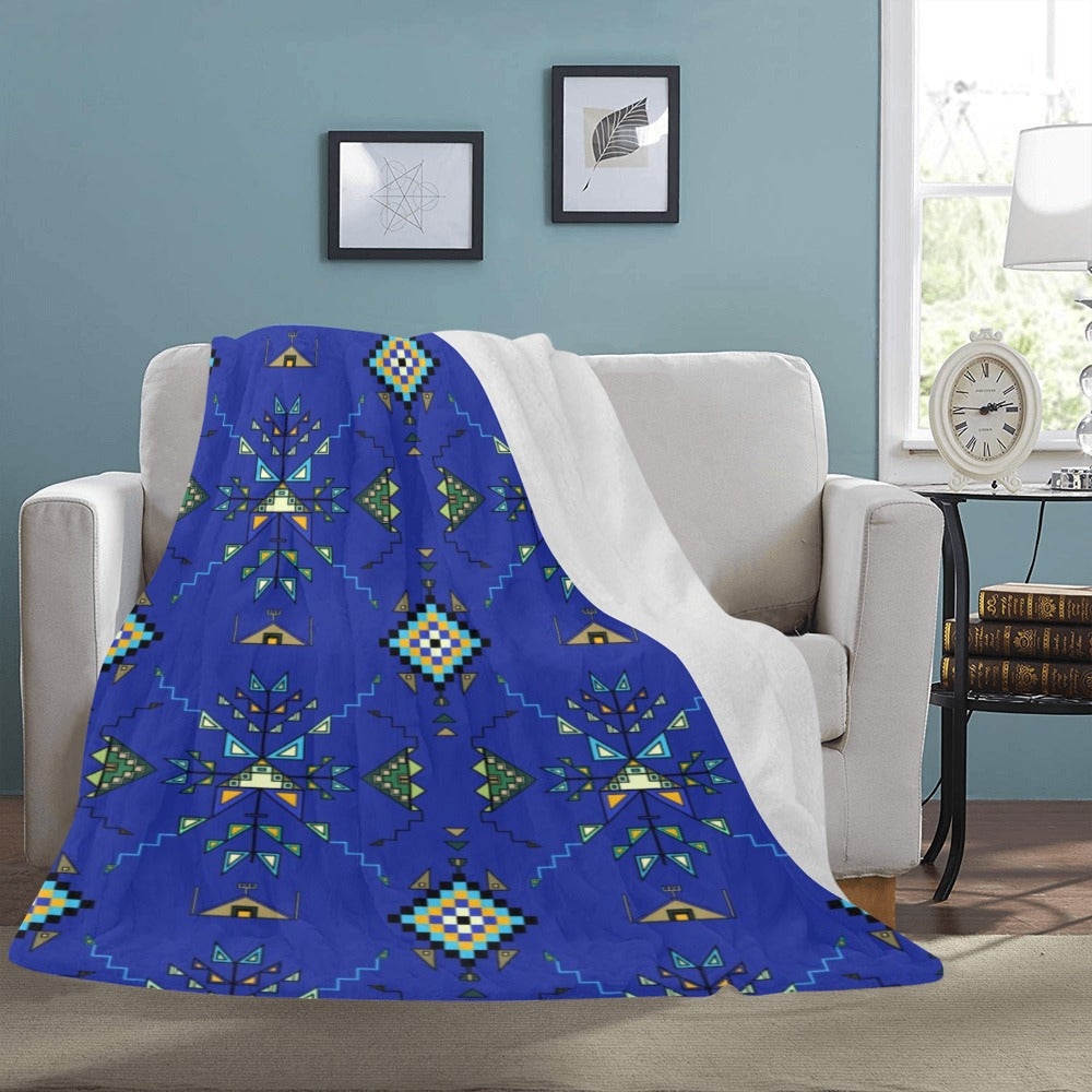 Bear Shield Dark Blue X-Large Micro Fleece Blanket