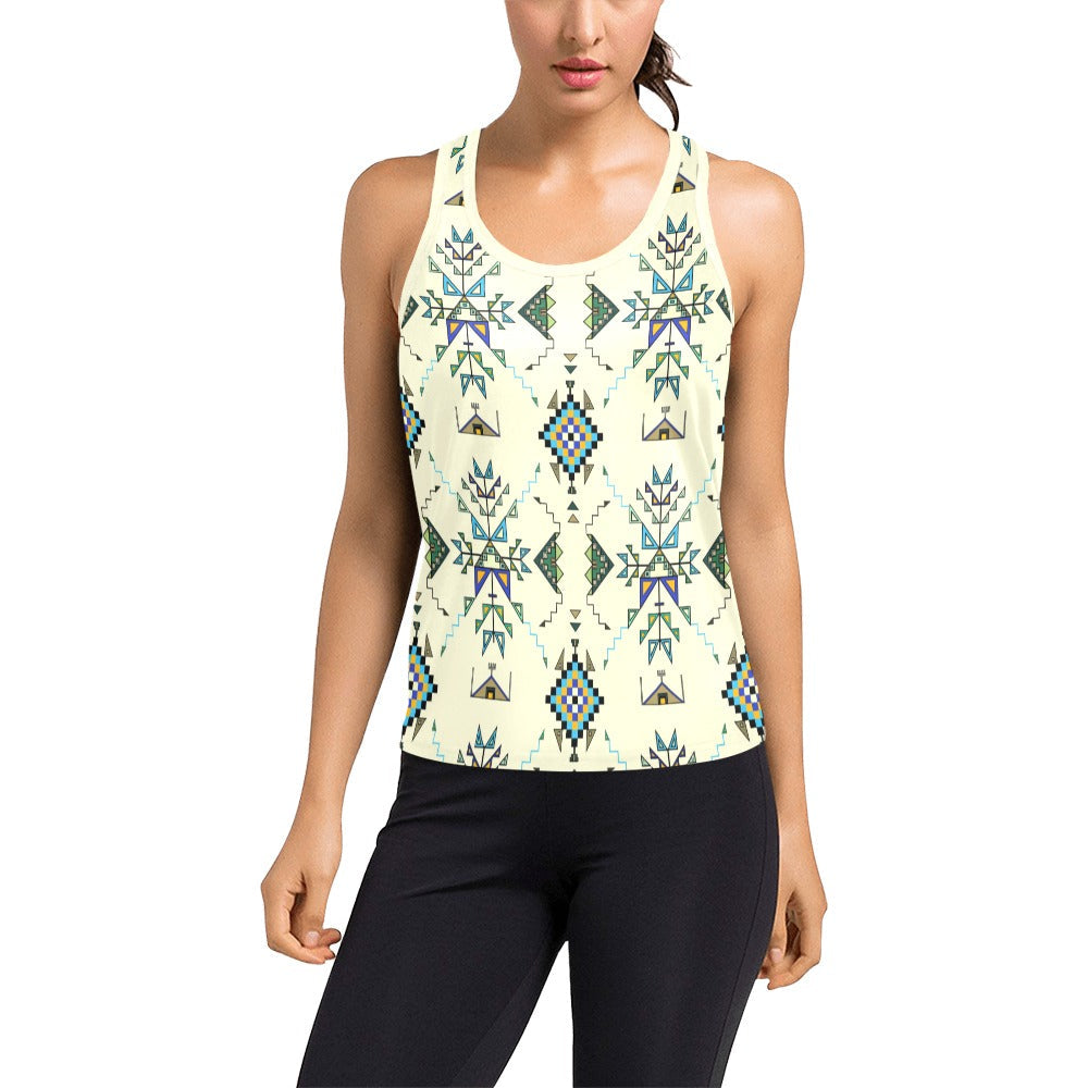 Bear Shield Cream Racerback Tank Top