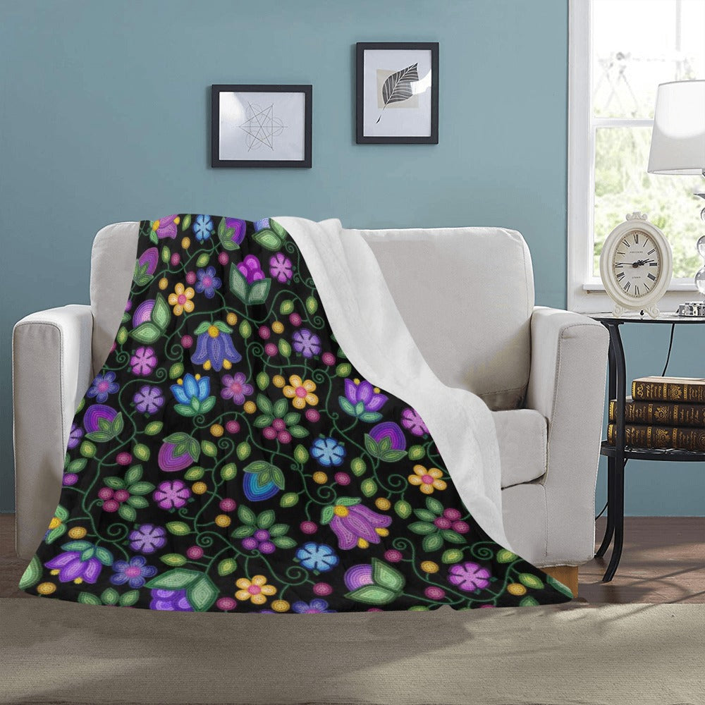 Bloom Uplift Black Large Micro Fleece Blanket