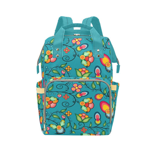 Floral Bounty Teal Multi-Function Diaper Backpack