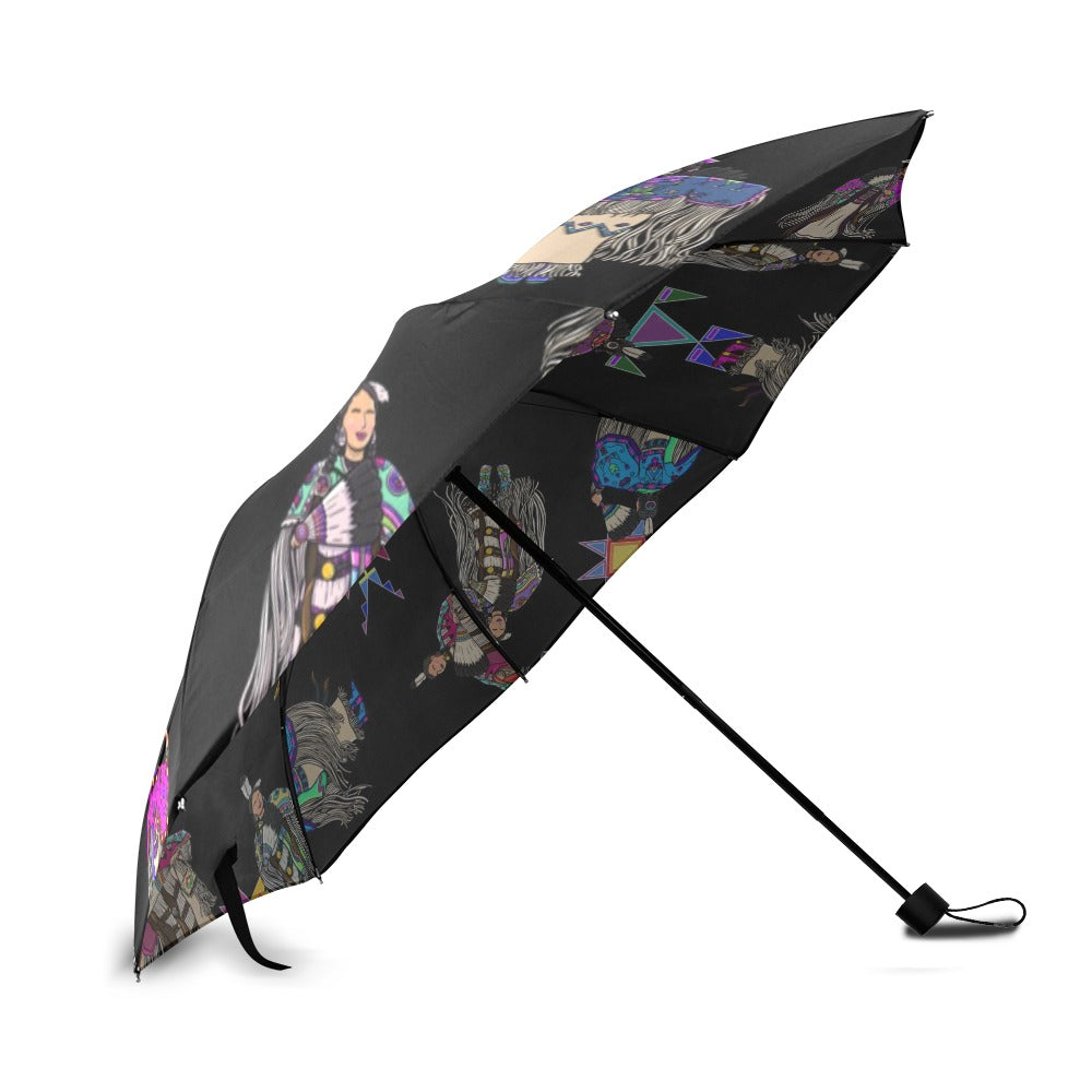 Women's Tradish Dancers Black Foldable Umbrella