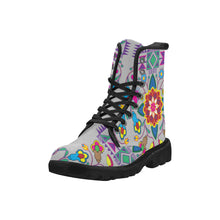 Load image into Gallery viewer, Geometric Floral Winter-Gray Boots
