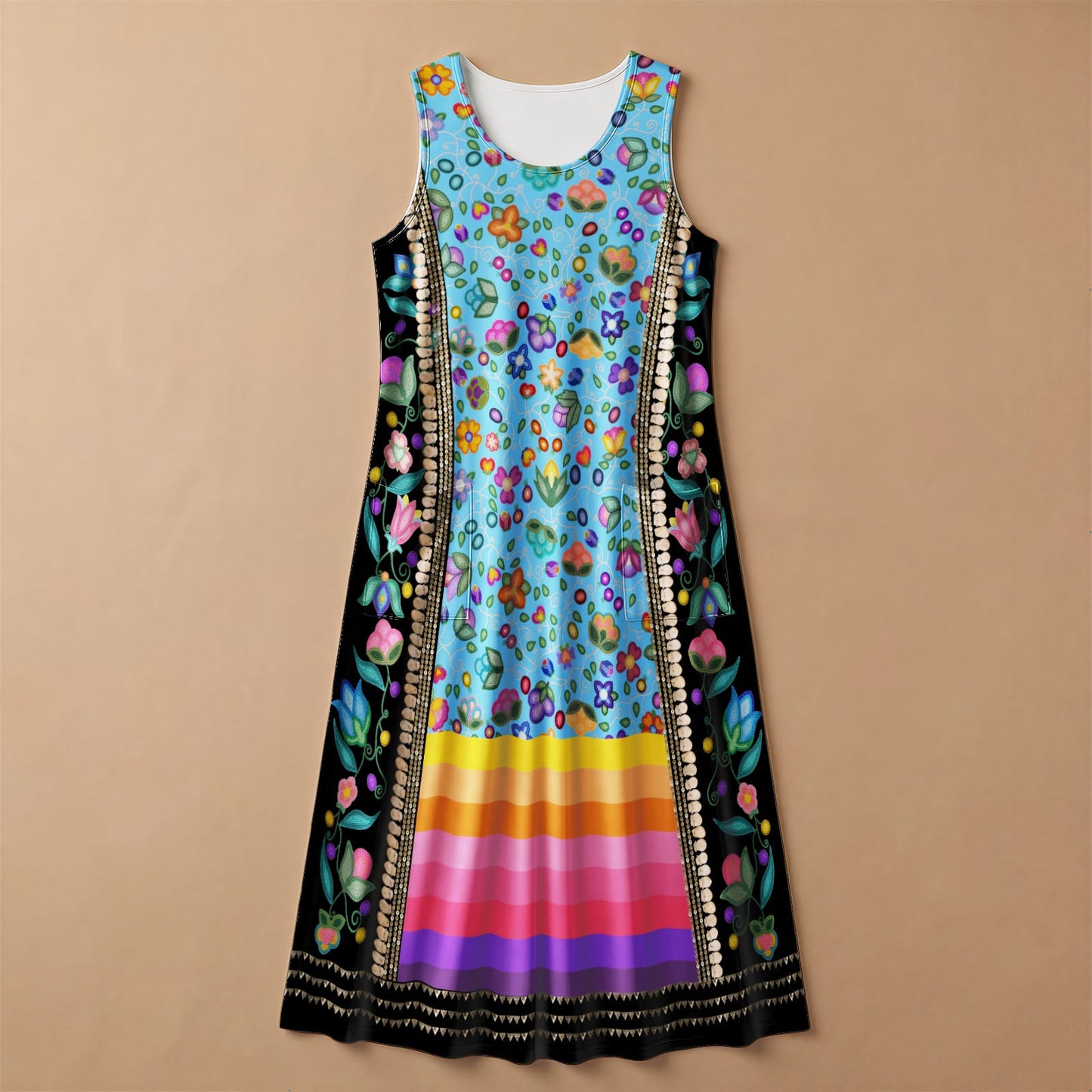 Beaded Offering Turquoise 2 Sleeveless Dress