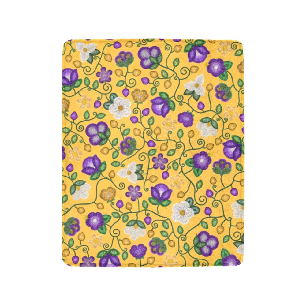 Midnight Moss Bloom Yellow Small Micro Fleece Blanket